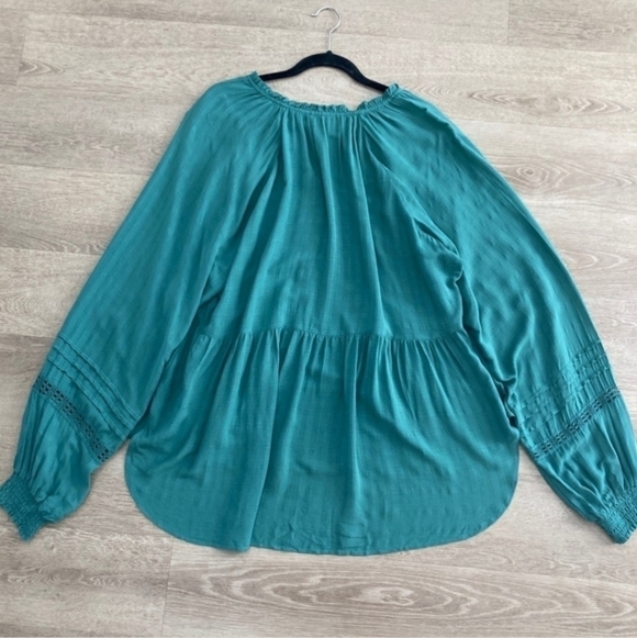 NWT Knox Rose Long Sleeve Button-Front Peasant Blouse Women's Plus Size XXL New - Picture 3 of 12